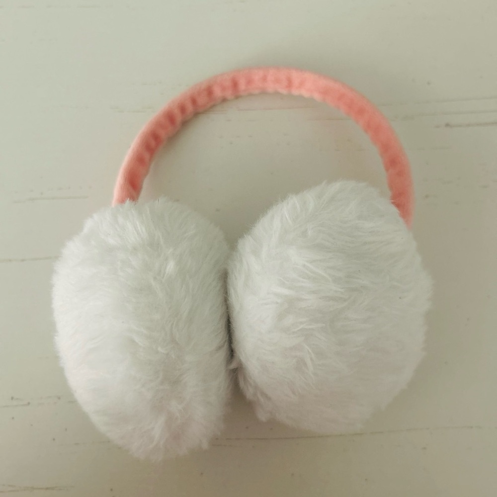 Fluffy White Earmuffs with Pink Band